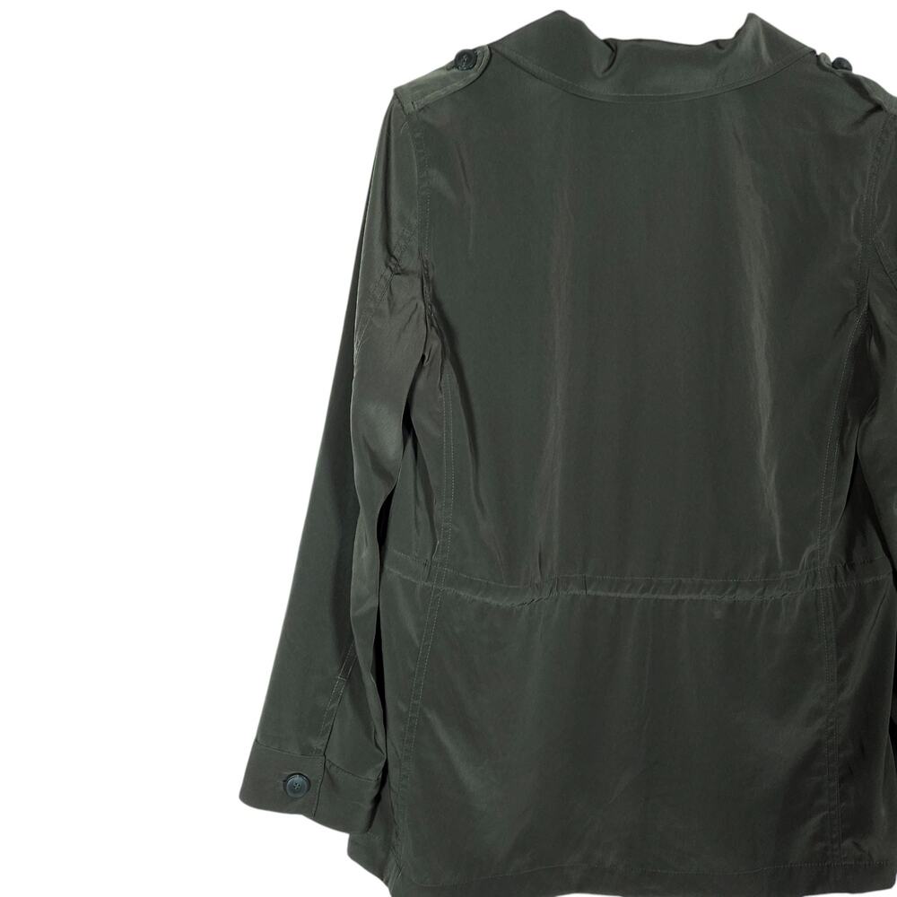 Chicos Utility Jacket 0 Small Green Button Front Coastal Military Chic Casual - Picture 12 of 16